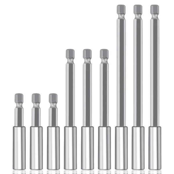 9 Pieces 1/4 Inch Hex Shank Magnetic Bit Extension, 60/100/150