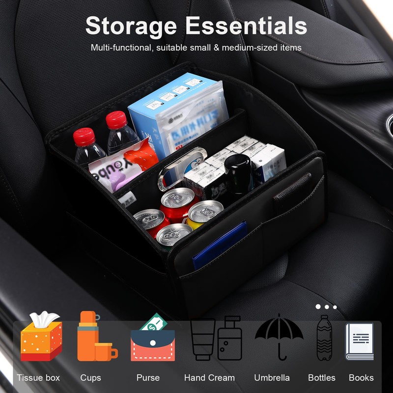 Uplien Car Storage Organizer [2025 UPDATED] Leather Car Caddy Basket