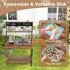 Costzon Mud Kitchen, Outdoor Play Kitchen with Stoves, Sink &