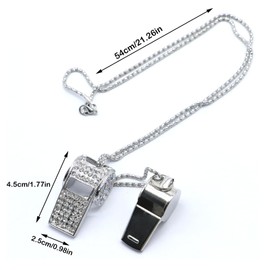 Whistle, Metal Crystal Rhinestone Whistle with Keychain, Bling Whistle, Loud Crisp Sound Whistles for Coach, Referee, Basketball, Lifeguard, Sports Competition, Outdoor(Silver)