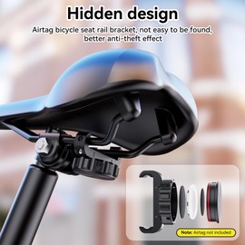 DLENP Bicycle Mount for AirTag, AirTag Holder Hidden on Saddle for Bicycle Saddle, Waterproof GPS Tracker Bicycle Accessories with Theft Protection, Compatible with Mountain Bikes, Road Bikes