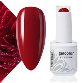 Arte Clavo 15ml Burgundy Nail Polish Gel Nail Polish, Soak Off Gel Polish, UV Light Cure for Nail Art DIY Manicure at Home, Dark Red Rose 2107