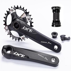 BUCKLOS IXF 30T 104 BCD Mountain Bike Crankset - MTB Hollowtech 170mm Single Speed Bicycle Cranksets with Bottom Bracket - Aluminum Alloy Crank with Narrow Wide Tooth Chainring - Color: red