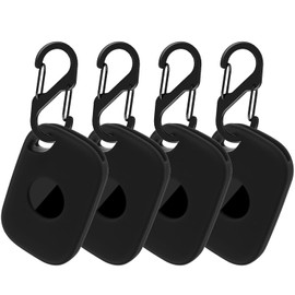 VAEKNVG 4PCS Case for Tile Pro 2024, Soft Silicone Skin Cover Shock-Absorbing Protective Case with Carabiner Accessories (4 Packs Black)