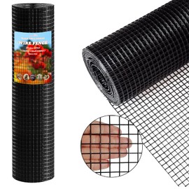 Thinkahead Black Hardware Cloth 1/2 inch 24 X 100 ft 19 Gauge Vinyl PVC Coated Wire Mesh Roll Galvanized Welding Chicken Wire Fencing, Garden Fence, Rabbit Wire, Home Improvement Project.