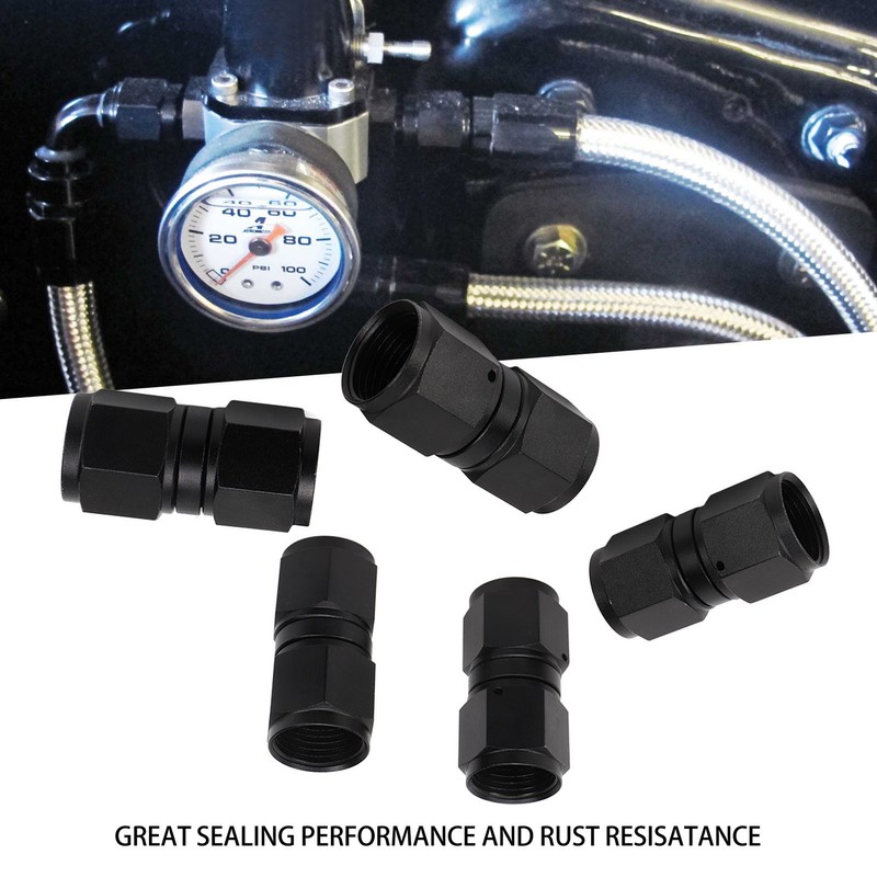 5PCS 10AN Fitting Adapter Black Female Straight Swivel Aluminum Alloy