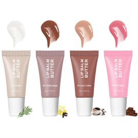 ARCHIDATE Lip Glossy Butter Balm Set, 4Pcs Hydrating Lip Gloss Set, Long-Lasting Moisture Dry Cracked Lips, Nourishing & Softening Lips with Natural Ingredients, High Shine Finish, Non-Sticky