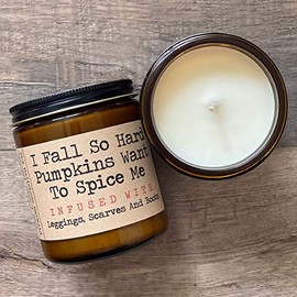I Fall So Hard Pumpkins Want To Spice Me Infused With Leggings, Scarves And Boots | Premium Soy Candle | The Malicious Mermaid | Jar Candle | Made in USA | Snarky Candles | Scented Candles
