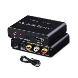 DOREWINAUD HDMI ARC Audio Extractor Converter,192KHz ARC Audio Extractor DAC Converter, Digital to Analog Audio Converter, Optical HDMI ARC to Optical/SPDIF Coaxial Stereo L/R 3.5mm Jack for TV