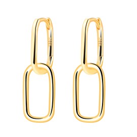 MOOFUN Earrings Silver 925 Hoop Earrings Double Ellipse Earring Hanging Geometric Ellipse Women's Huggie Earrings Earrings for Mum Girlfriend Teenager Girls Sister Women Gift Birthday Gift, Sterling