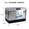 51L/54Qt Stainless Steel Portable Insulated Ice Chest Cooler Box Sturdy