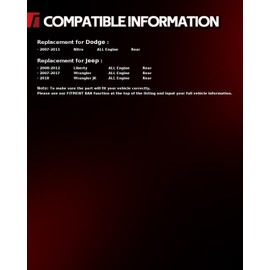 Torchbeam Rear Disc Ceramic Brake Pads Kit Fits2007-2017 Wrangler, 2008-2012 Liberty, 2007-2011 Dodge Nitro, 2018 Wrangler JK, 4pcs Automotive Replacement Brake Pads,D1274