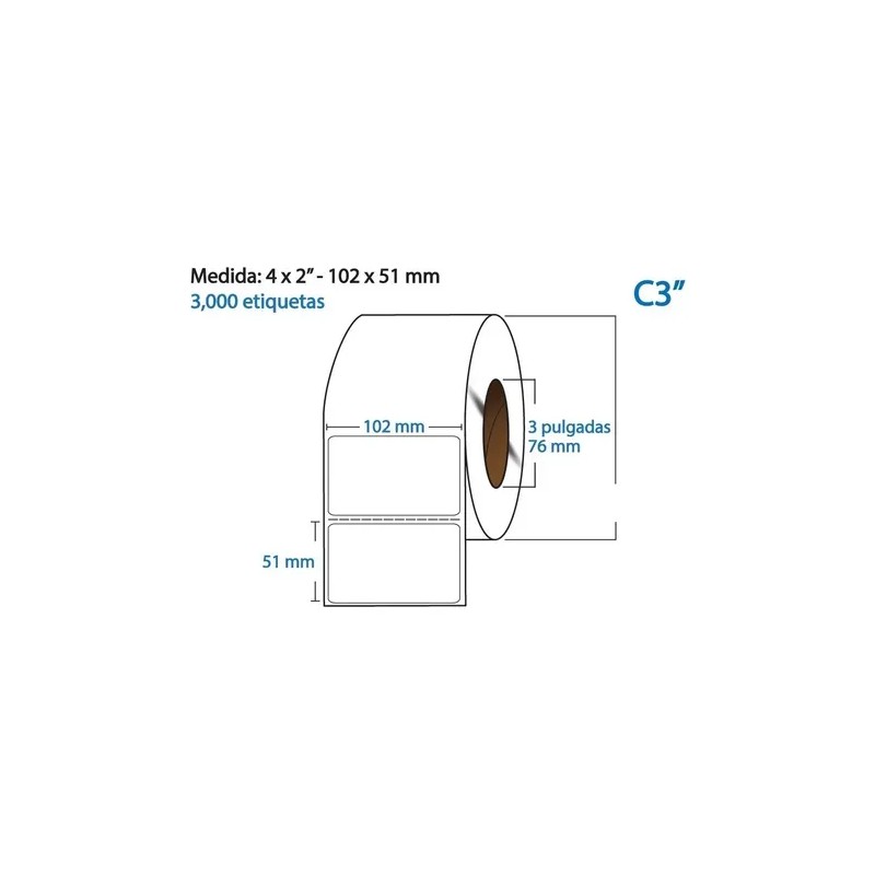 Ribetec Etiqueta Térmica Directa 4x2 Pulgadas Rollo 3000 Unidades