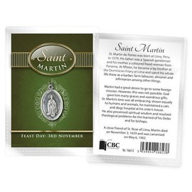 Catholic Gift Shop Martin De Porres Medal with Plastic Keepsake Wallet & Feast Date