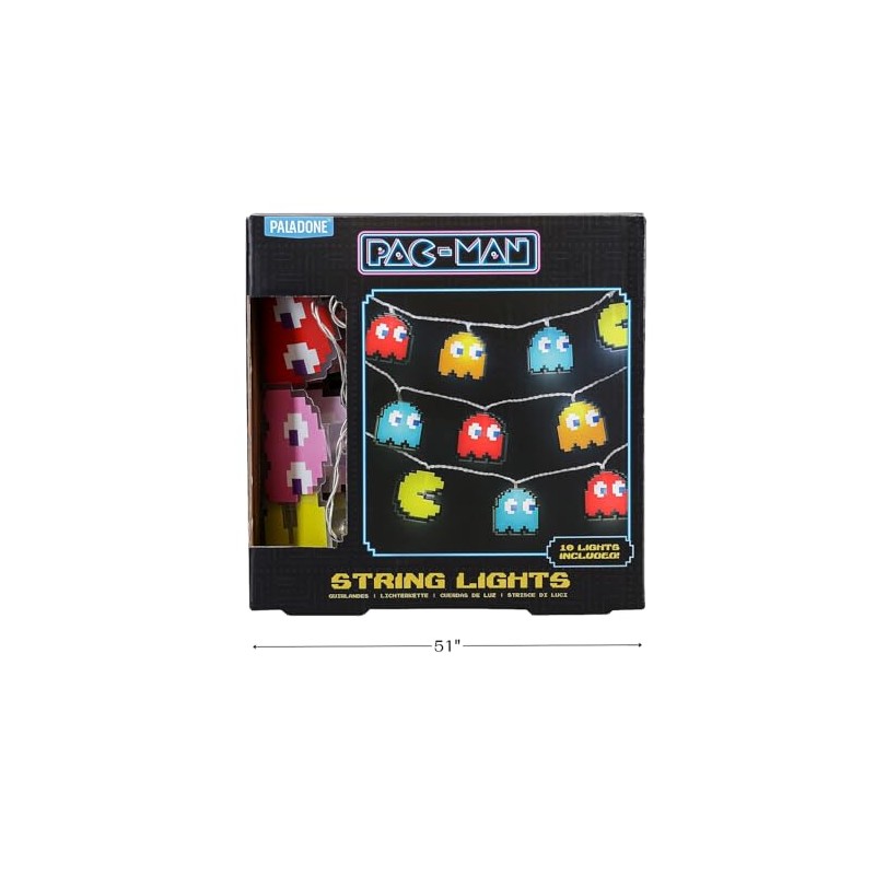 Paladone Pac - Cadena de luces LED, retro, decoración de