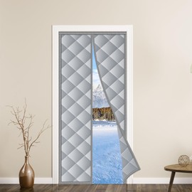 Magnetic Thermal Insulated Door Curtain Fits Door Size 32" x 80", Insulated Hands-Free Closing Door Screen for Winter Warm Cold Protection, Weatherproof, Windproof, Soundproof