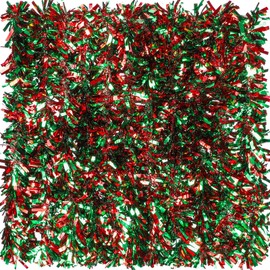 Sosation 100 ft Valentine's Day Tinsel Garland Valentine's Day Tree Garland Bulk Glitter Twist Garland Metallic Streamer Indoor Outdoor Hanging Valentine Decorations (Red Green)