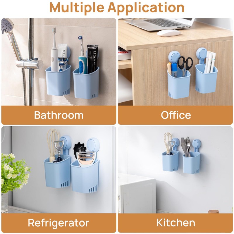 LEVERLOC Powerful Suction Cup Toothbrush Holder, No Drill Removable Wall
