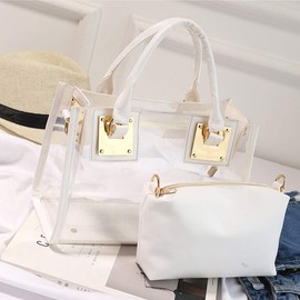 Cooba Clear Clear Tote Beach Ladies Cross Body Bag Women's Satchel Transparent Messenger Shoulder Handbag Clear Jelly Purse with Small Card Bag