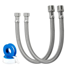 Parpyon® Flexible Tap M1/2-F3/8 Extension Hose Thread Siphon Sink Bathroom Siphon Sink Kitchen Drain Hose Sink Odour-Inhibiting + Band and Seal (Flexible M 1/2 Inch F