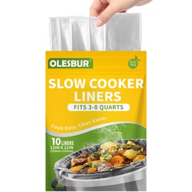OLESBUR Slow Cooker Liners, 13"x21", 10 Count, Fits 3-8 Quarts, Disposable Pot Liners Compatible with Crockpot, Oval Large Size, BPA-Free Cooking Bags, Kitchen Accessories, Cook with Ease
