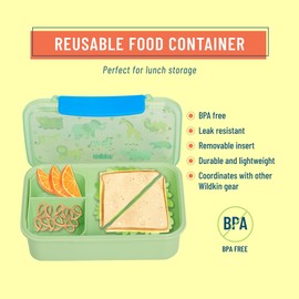 Wildkin Reusable Food Container for Boys and Girls- BPA-Free, Leak Resistant, Kid-Friendly with Removable Insert and Easy Open/Close Clasps, Airtight and Dishwasher Safe (Wild Animals)
