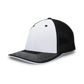 Pacific Headwear Standard Trucker Flexfit Cap, White/Black/Black
