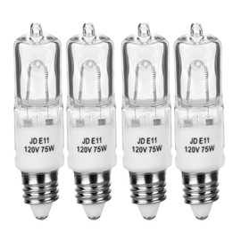 JD E11 120V 75 Watt Halogen Bulbs,Mini Candelabra Bulbs for House Lighting Fixtures,Ceiling Lamps,Table Lamps,Cabinet Lighting(4 Pack)