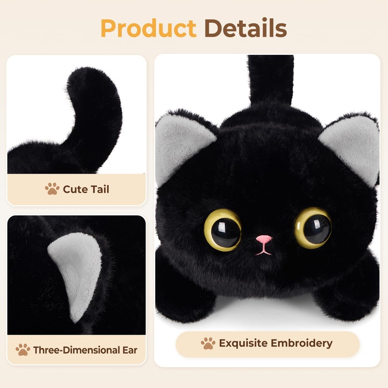 Ditucu Cute Black Cat Plush Soft Kitten Kitty Stuffed Animal