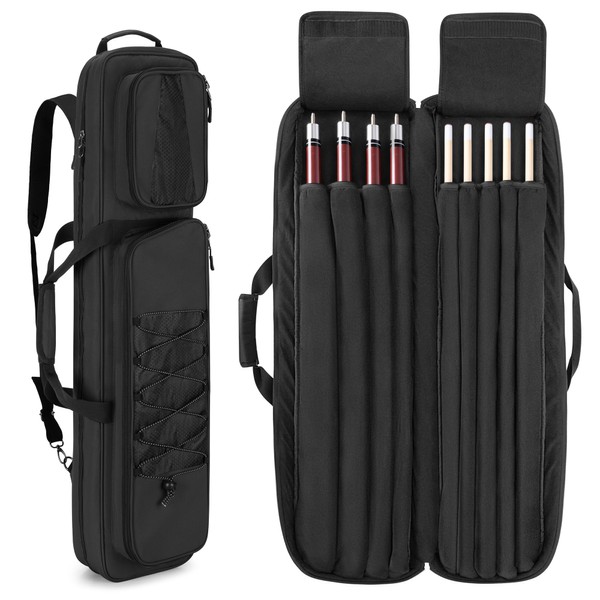 GOBUROS 4x5 Pool Cue Case, Billiard Stick Carrying Case Holds