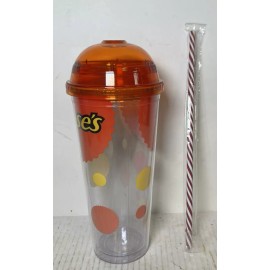 Reeses New Tall Reese’s Peanut Butter Cup Dome Milkshake Water Bottle Tumbler  + Straw