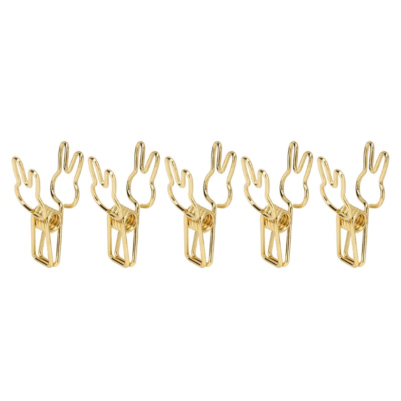 100pcs Binder Clips Cute Cartoon Rabbit Shape Metal Hollowed Long