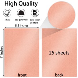 Twavang 25 Sheets Pink Shimmer Cardstock Paper 8.5'' x 11'', 250gsm/92lb Double Sided Metallic Paper for Scrapbook, Invitations, Printing and DIY Cards