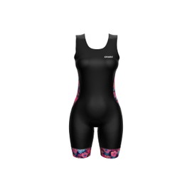 Sparx Women Premium Triathlon Padded Suit Back Hole Triathlon Suit Race Suit Swim Bike Run Suit (Pink Floral, S)