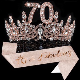 COCIDE 70th Birthday Sashes, Crowns, and Decorations - Sash, Tiaras Set for Women and Girls, Party Favor Supplies