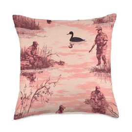 Pink Vintage Tropical Waterfowl Hunting Camo Throw Pillow
