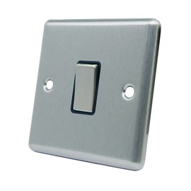 AET CSC1GSWIBS Satin Chrome Classical Black Insert Metal Rocker Switch-10 Amp Single 1 Gang 2 Way Light Switch