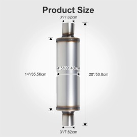 New Stainless Steel Exhaust Silencer in Round Type Customized Muffler Pipe 3"round Exhaust Silencer for Magnaflow MufflerSize: 3" Inlet (ID) 3" Outlet (ID), Color: PL-3-J3