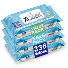 Premium Formulations XL Adult Wipes – (4 Packs x 56 Wipes = 224 Wipes) High Traction, Uber Thick & Extra Large Wash Cloths | Disposable Incontinence Wipes with Aloe for Elderly Care & Hygiene