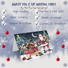 Santa Seld Dogs Christmas Cavalier King Charles Spaniel Dog Greeting Cards - Adorable Pets Invitation Cards with Envelopes - Pet Artwork Christmas Greeting Cards (1 Greeting Card)