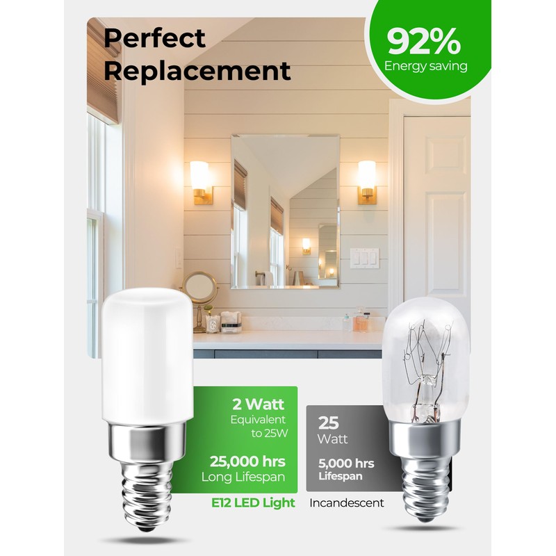 UNILAMP 2W E12 LED Night Light Bulb, Mini Type B