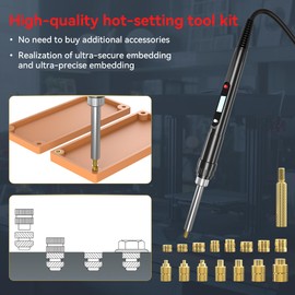 DACKZZM Gewindeeinsätze Lötspitzen Set 80W Temperatur Einstellbar Lötkolben mit Einschmelzhilfe, 220tlg Messing Gewindeeinsatz 3D Druck M2 M2.5 M3 M4 M5 M6 M8