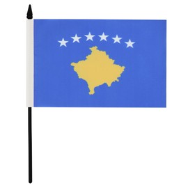 Kosovo Table Flag 5'' x 8'' - Kosovar Desk Flag 21 x 14 cm - Black plastic stick and base - Drapeau Kosovo AZ FLAG