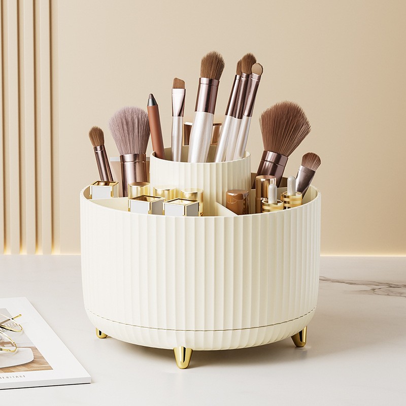 360° Rotating Makeup Organizer for Vanity – Multi-Compartment Cosmetic Storage