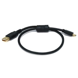 Monoprice 1.5-Feet USB 2.0 A Male to Mini-B 5pin Male 28/24AWG Cable with Ferrite Core (Gold Plated) (105446),Black