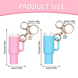 QKEPCY Keyring Girls Mini Cup Accessories Key Chain with Starfish Pendant Handbag Decorations Key Ring for Water Bottles Accessories Gift for Girls, Pink & Blue