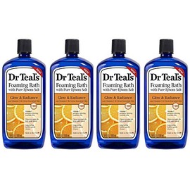 Dr Teal's Foaming Bath 4-Pack (136 fl oz Total), Glow & Radiance with Vitamin C and Citrus Essential Oils