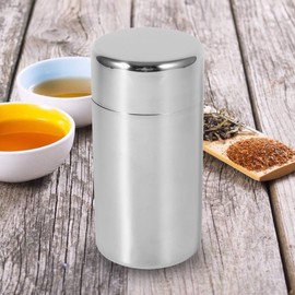 HEEPDD Stainless Steel Tea Canister, Airtight Coffee Sugar Tea Candy Storage Jars with Double Lid for Spices Tea Traveling(L)