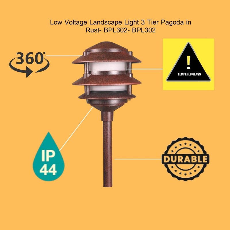 Best Pro Lighting Low Voltage Landscape 3 Tier Pagoda Light
