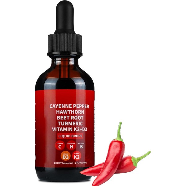 Cayenne Pepper Drops with Hawthorn, Beet Root, Turmeric, Vitamin K2